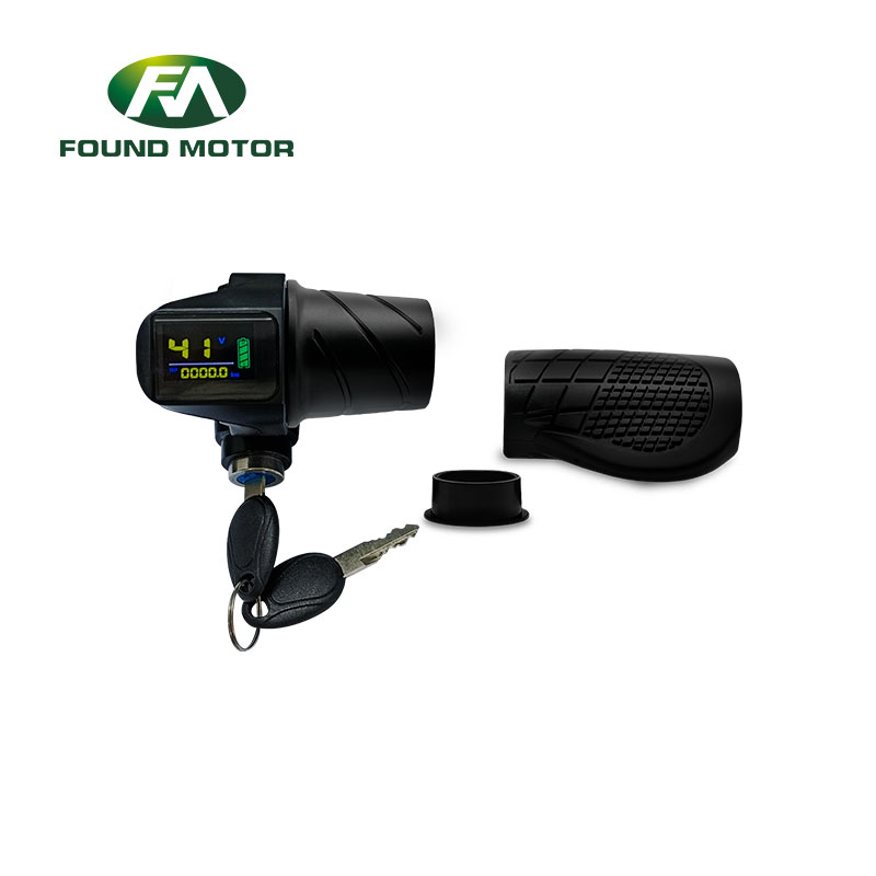 FOUNDMOTOR Electric Bike Half Twist Throttle Ebike Throttle Twist Throttle with LCD Display and Key for Electric Bike E-Scooter